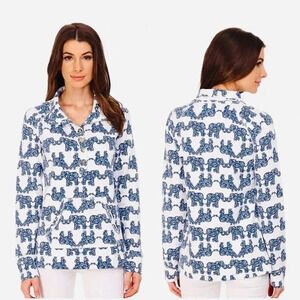 Lilly Pulitzer Elephant Print Popover Size XXS Pack Your Trunk Kangaroo Pocket
